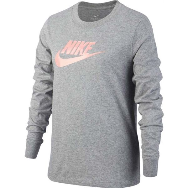 Nike NSW TEE LS ESSNT FUTURA HOOK šedá XL - Dívčí tričko Nike