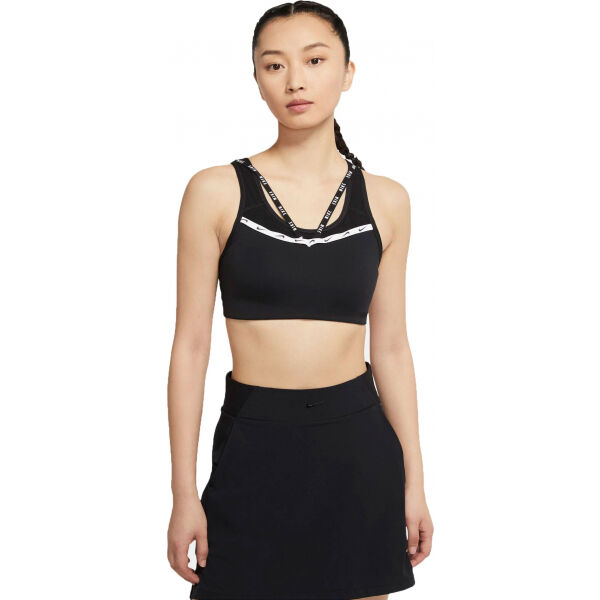 Nike DF SWSH STRPY LOGO BRA W  L - Dámská sportovní podprsenka Nike