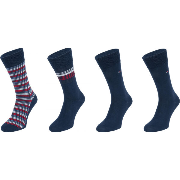 Tommy Hilfiger MEN SOCK 4P TIN GIFTBOX STRIPE  39 - 42 - Pánské ponožky Tommy Hilfiger