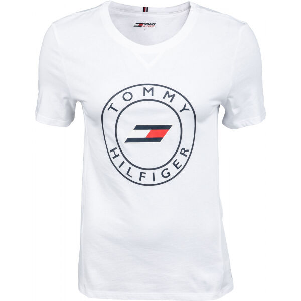 Tommy Hilfiger SLIM ROUND GRAPHIC C-NK TEE SS  M - Dámské tričko Tommy Hilfiger