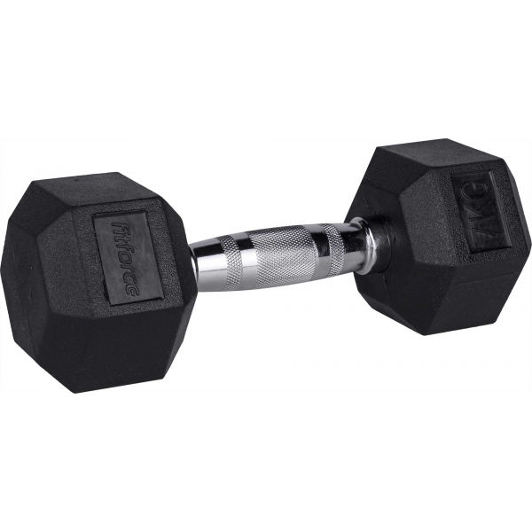 Fitforce FDBB 7KG Stříbrná 7 KG - Jednoruční šestihranná činka Fitforce