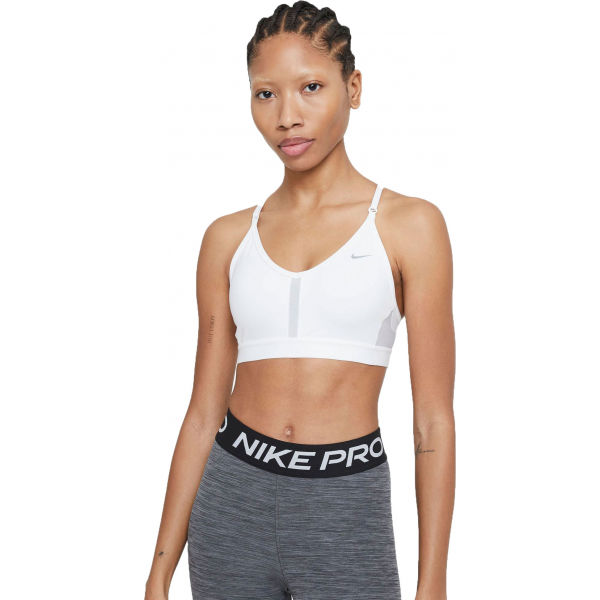 Nike DF INDY V-NECK BRA W Bílá S - Dámská sportovní podprsenka Nike