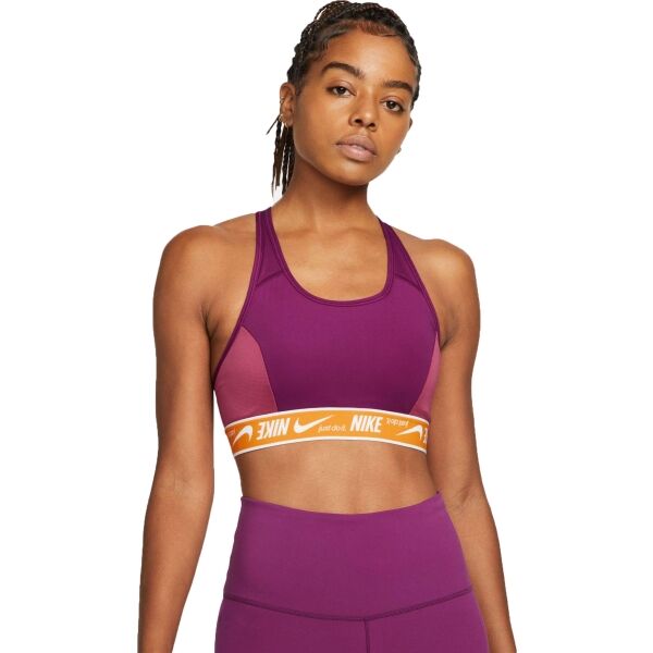 Nike DF SWSH LOGO BRA WIN W Růžová XS - Dámská sportovní podprsenka Nike