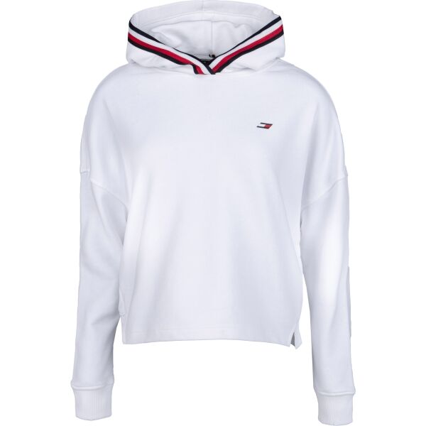 Tommy Hilfiger REGULAR TAPE HOODIE LS Bílá L - Dámská mikina Tommy Hilfiger