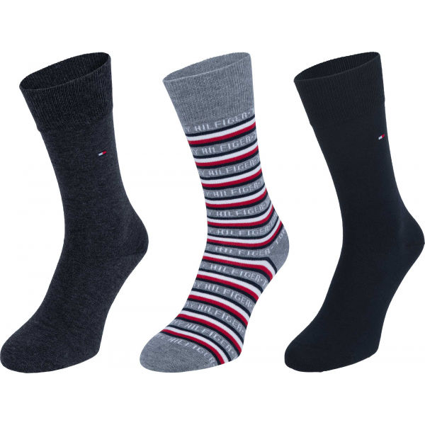 Tommy Hilfiger SOCK 3P LOGO GIFTBOX  39 - 42 - Pánské vysoké ponožky Tommy Hilfiger