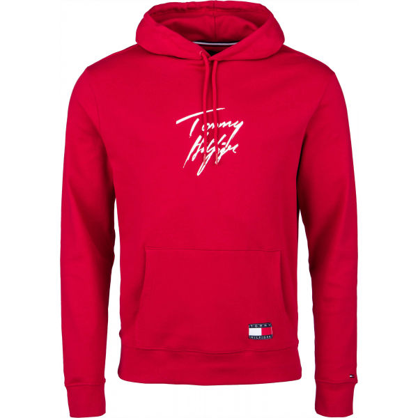 Tommy Hilfiger OH HOODIE LWK Červená M - Pánská mikina Tommy Hilfiger