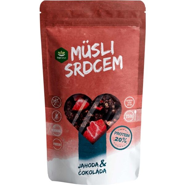 TOPNATUR MÜSLI SRDCEM 250 G PROTEIN JAHODA - ČOKOLÁDA Müsli